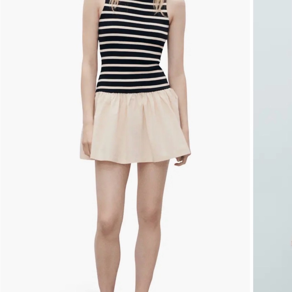 MANGO Dove Tank Minidress
|  Black and Cream Striped Mini Dress